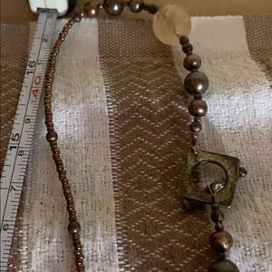 Handmade beaded necklace w sterling silver  17”